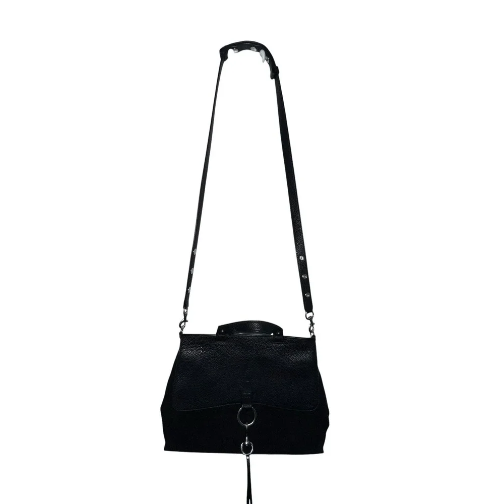 Rebecca Minkoff Medium Keith‎ Suede & Leather Satchel Handbag Crossbody Black